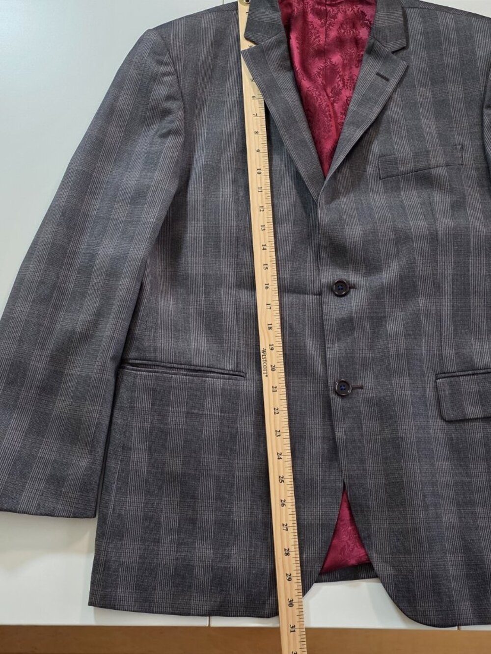 Sand Wool 100s Blazer Mens 52 L Gray Plaid Lined Single Breasted 2B Reda Fabric - Picture 8 of 16
